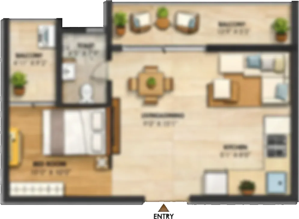 Block 1 Tower A (Unit 102) - Sample Floor Plan